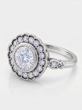 Round vintage inspired ring, 925 Sterling Silver Charmed Aroma